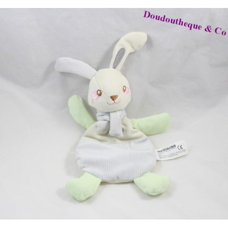 Doudou flaches Kaninchen VERTBAUDET Stickherz Polka dot Schal 23 cm