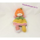 Doudou flachen Katze LATITUDE Kind orange grün rosa 28 cm