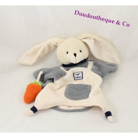 Doudou Marionette Bunny BLANKIE und Firma grau weiß und seiner Karotte