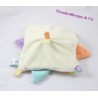 Doudou plat lapin BABY NAT' Mon lapin arc-en-ciel pétales vert jaune bleu mauve