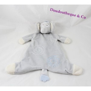 Doudou plat Elephant KIMBALOO gris spirale 38 cm