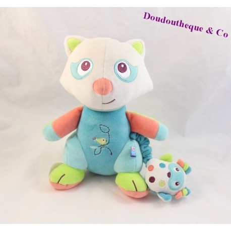 Doudou musical panda SUCRE D'ORGE bleu oiseau 22 cm