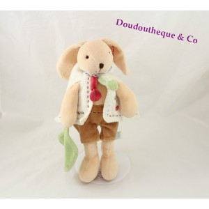 Doudou Pim Kaninchen DOUDOU ET COMPAGNIE beige braun Blatt grün 27 cm