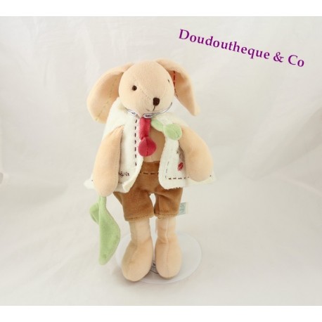 Doudou Pim Kaninchen DOUDOU ET COMPAGNIE beige braun Blatt grün 27 cm