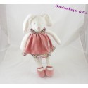 Doudou lapin MOULIN ROTY Myrtille et Capucine robe rose 34 cm