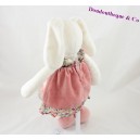 Doudou lapin MOULIN ROTY Myrtille et Capucine robe rose 34 cm