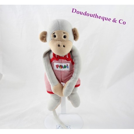 Peluche singe Popi AJENA NOUNOURS yeux plastique vintage 1996 25 cm