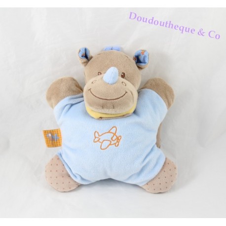 Doudou plat Arthur zèbre NATTOU Arthur et Louis bleu beige 27 cm