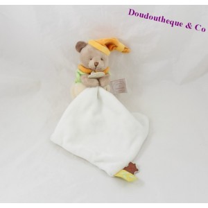 Doudou mouchoir ours DOUDOU ET COMPAGNIE Melis bonnet orange DC2644 15 cm