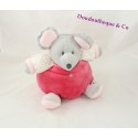 OBAIBI Maus Kuscheltier, Pink Grau, Herzkugelform, 22 cm