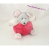 OBAIBI Mouse Cuddly Toy, Pink Grey, Heart Ball Shape, 22 cm