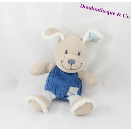 Doudou chien POMMETTE Intermarché bleu gris 21 cm