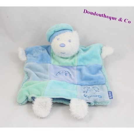 Doudou plat ours KALOO bleu et blanc Doudou plat ours KALOO bleu et blanc