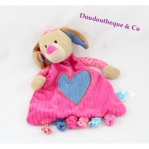 Doudou flacher Hund LIEF! pink blue heart jeans Lifestyle 26 cm