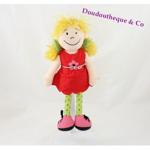 Doudou doll JELLYCAT blonde red dress flower legs green 27 cm