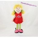 Doudou poupée JELLYCAT blonde robe rouge fleur jambes verte 27 cm