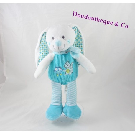 Peluche lapin MOTS D'ENFANTS rose renard hibou Leclerc 23 cm