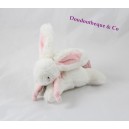 Mini doudou lapin bonbon DOUDOU ET COMPAGNIE blanc rose 15 cm