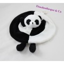Doudou plat panda ZOOPARC BEAUVAL noir et blanc rond 28 cm
