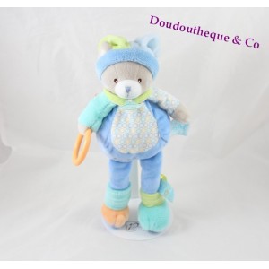 Doudou d'éveil Nino chat BABY NAT' pantin d'activités bleu BN013