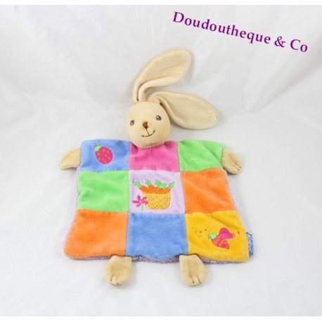 Doudou Kaninchen flach KALOO Patchwork Karotten multicolor Biene Doudou Kaninchen flach KALOO Patchwork Karotten multicolor Biene