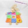 Doudou Kaninchen flach KALOO Patchwork Karotten multicolor Biene