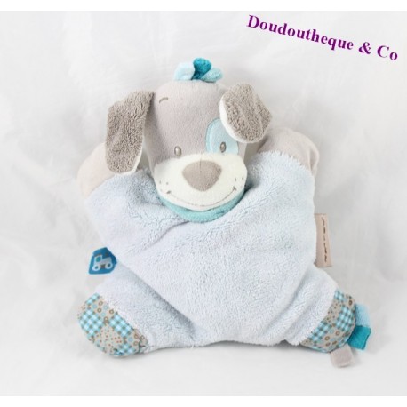 Doudou plat Arthur zèbre NATTOU Arthur et Louis bleu beige 27 cm