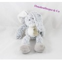 Doudou lapin HISTOIRE D'OURS gris blanc poils chiné 25 cm