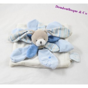 Doudou conejo plano DOUDOU Y COMPAGNIE Pétalo Celestin a azul blanco DC2216 21 cm