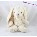 Plush rabbit BUKOWSKI creamy white knot around 40 cm neck