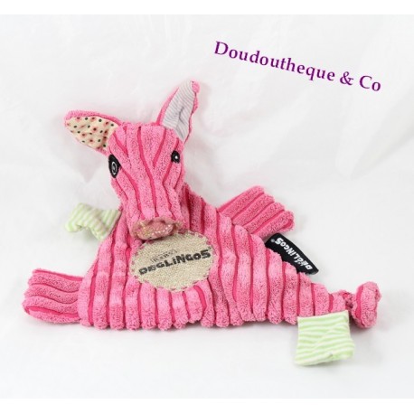 Flat cuddly toy pig LES DEGLINGOS Jambonos pink 26 cm