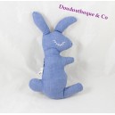 Doudou lapin BY AMELO bleu pois blanc fait main 20 cm