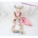 Doudou chien LA GALLERIA mouchoir rose beige longues pattes 42 cm
