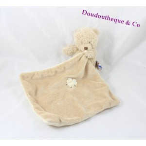 Doudou mouchoir ours THE PLUSHIES COLLECTION BY LOMBOCK beige coeur écru