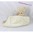 Doudou mouchoir ours THE PLUSHIES COLLECTION BY LOMBOCK beige coeur écru