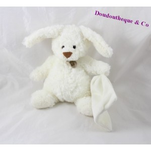Doudou mouchoir lapin BABY NAT' blanc 22 cm