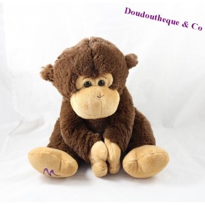 Plush monkey MARIONNAUD brown seated