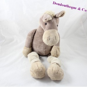 Peluche cheval HISTOIRE D'OURS Ane marron chaussette 46 cm