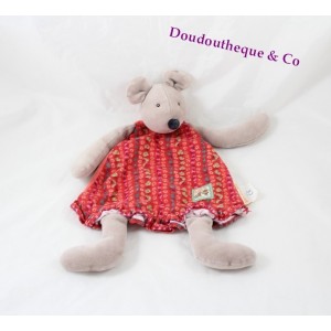 Flache Decke Nini die Maus MOULIN ROTY The Big Family rotes Kleid 30 cm