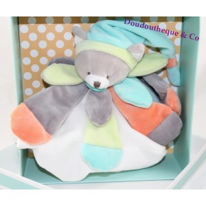 Cuddly cat comforter DOUDOU AND COMPANY peach mint petals collector