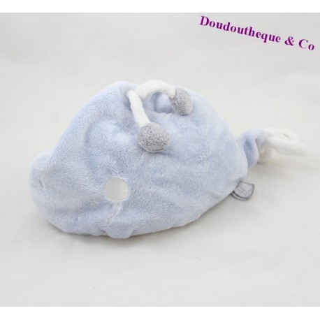 Doudou baleine DIMPEL bleu blanc micro billes 22 cm Doudou baleine DIMPEL bleu blanc micro billes 22 cm