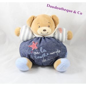 Doudou KALOO ourson p'tit mec Blue Denim ours boule 17 cm