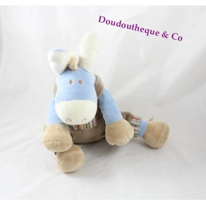 Donkey plush Paco NOUKIE'S brown dungarees seated striped pocket 25 cm