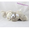 AUCHAN bear musical plush disguised as rabbit with taupe gray moon 28 cm