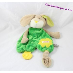 Cane piatto Doudou SIGIKID giallo e verde Anello massaggiagengive 35cm