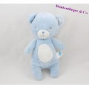 Doudou ours TEX BABY bleu blanc pois 22 cm