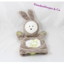 Rabbit puppet comforter OBAIBI brown white green 27 cm