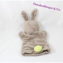 Rabbit puppet comforter OBAIBI brown white green 27 cm