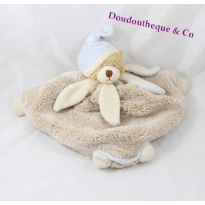 Doudou plat Ziggy ours déguisé en lapin BUKOWSKI blanc / beige 