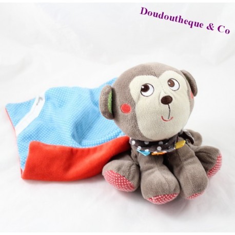 Doudou mouchoir singe NICOTOY pois bandana 18 cm